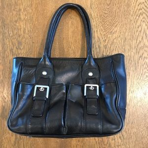 Audrey Brooke Leather Black Handbag Purse Bag